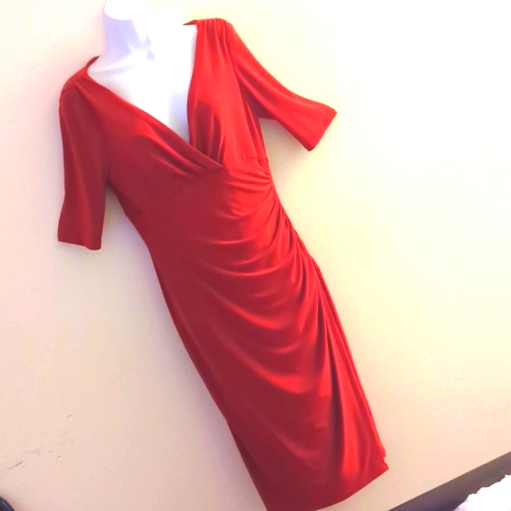 Red Ralph Lauren midi sheath dress